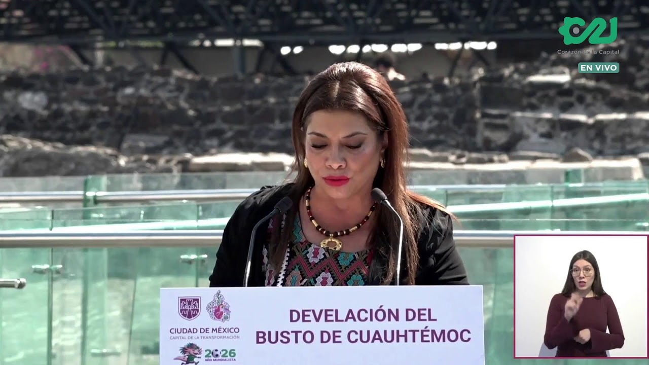 Clara Brugada develó busto de Cuauhtémoc en el Templo Mayor | Capital 21