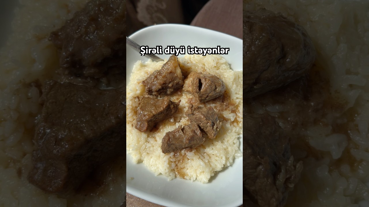 Yağ soğan et, 2 stəkan yumru d&uuml;y&uuml;, 4 stəkan su, qapağını &ouml;rt bişir