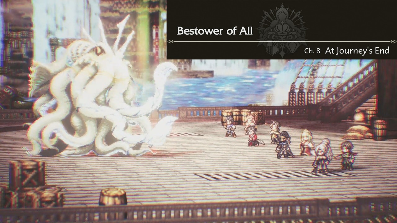 Octopath Traveler 0 playthrough Part 96 Bestower of All CH.8 Boss Sacred Beast of the Seas