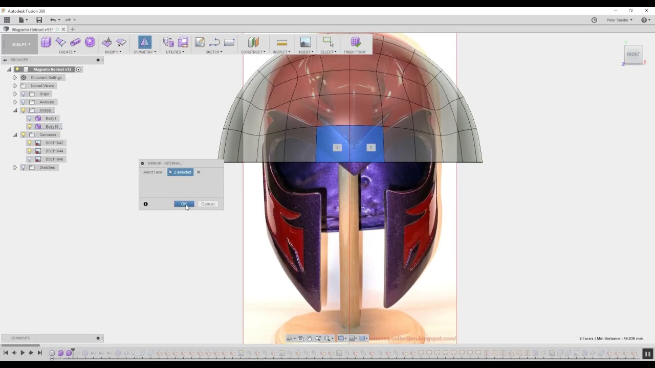 Building Magneto Helmet In Fusion Part 1