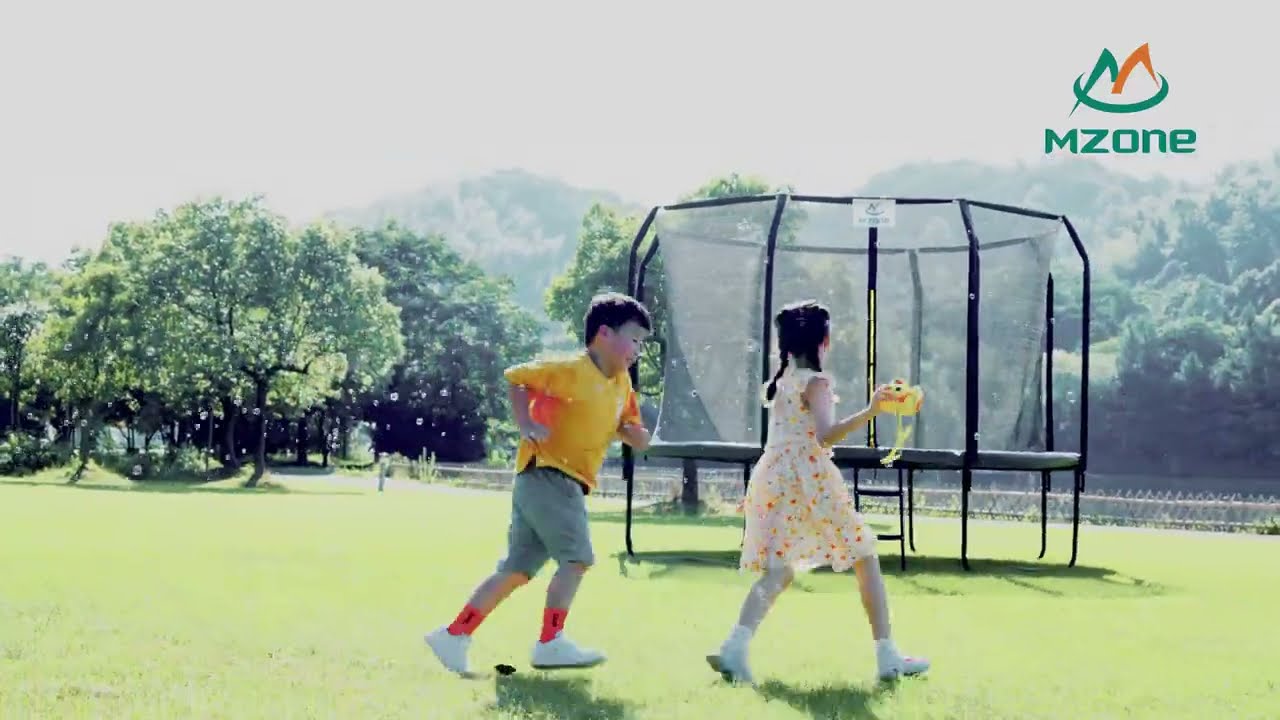 Mzone Pumpkin Round Trampoline With Enclosure Safety Net