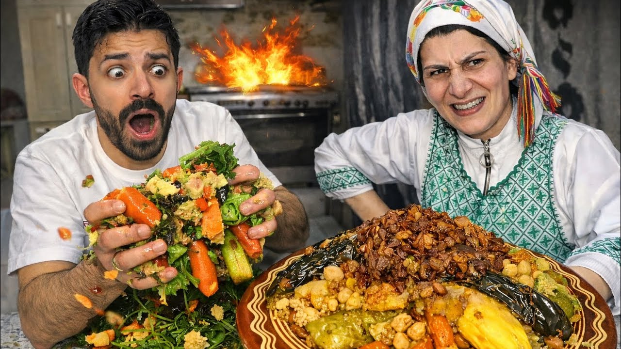 😆القصباوية كتعلم ياسر السعودي الكسكسو المغربي🇲🇦شوفو آش وقع فالكوزينة🤣#اكسبلورالجزء1️⃣#food 