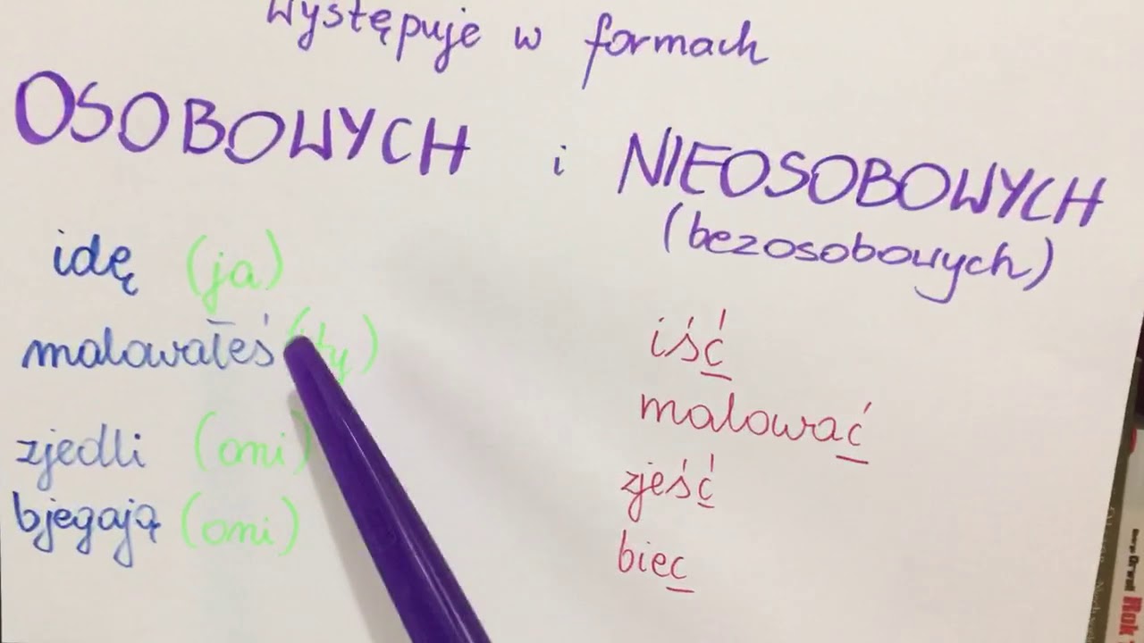 Czasownik, bezokolicznik, formy osobowe i nieosobowe
