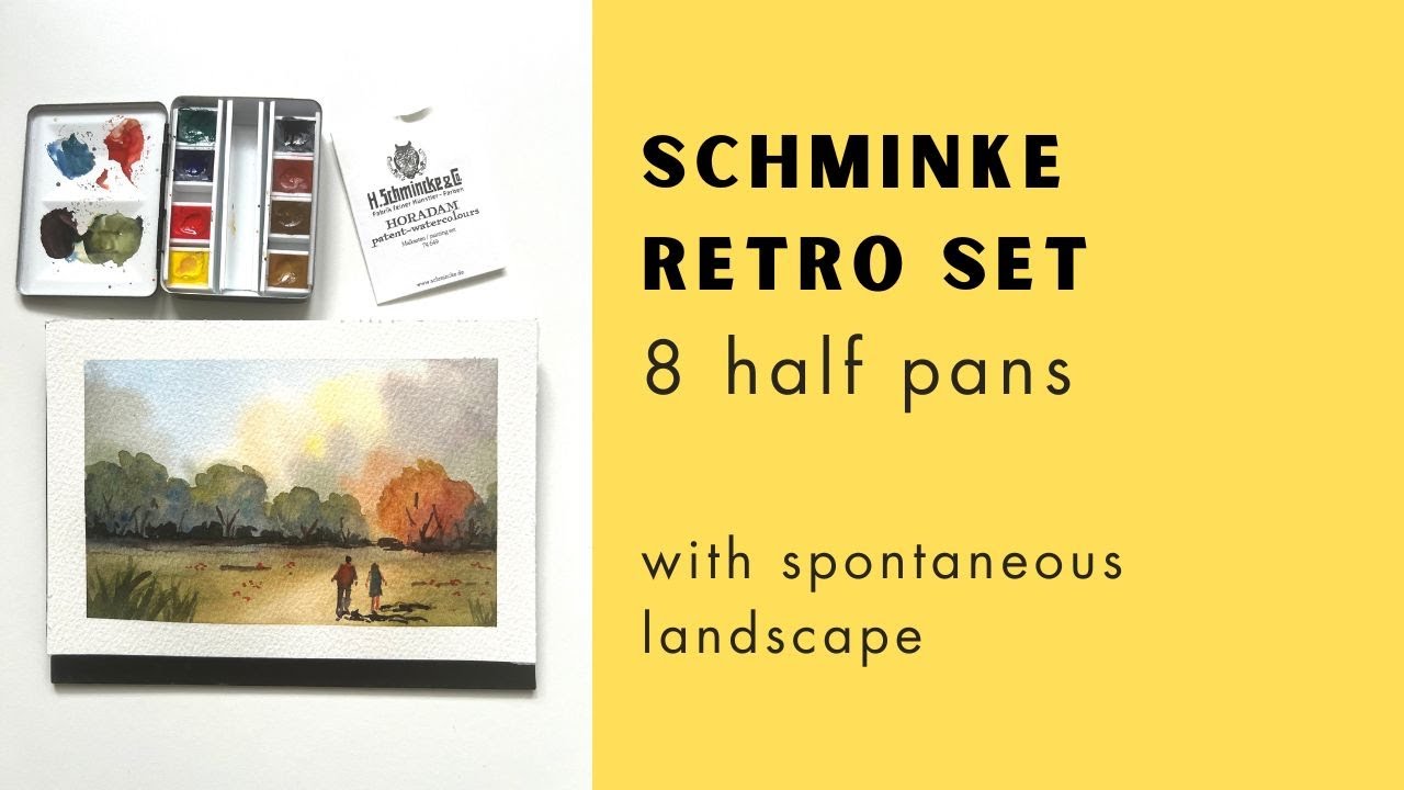 A collector's gem: Retro Set by Schminke, 8 half pans. First impressions and spontaneous landscape.