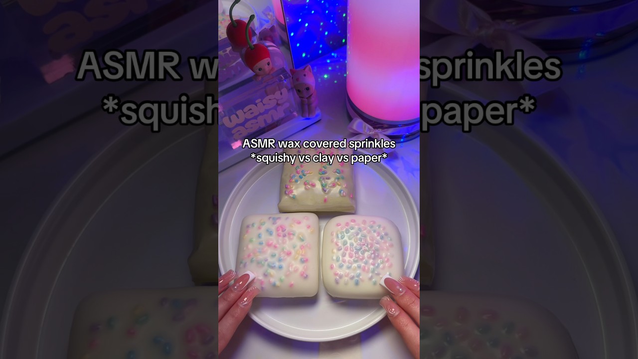 wax covered sprinkles 🧁 *squishy vs clay vs paper* #asmr #waxcracking #asmrsound #asmrforsleep