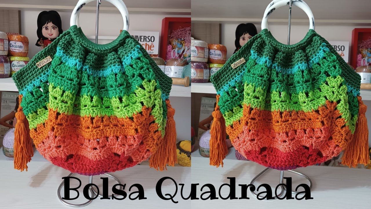 Bolsa de crochê Quadrada
