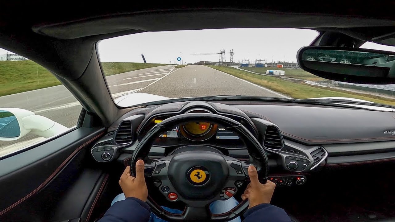 Ferrari 458 Italia with Novitec Exhaust - POV Test Drive in the rain!