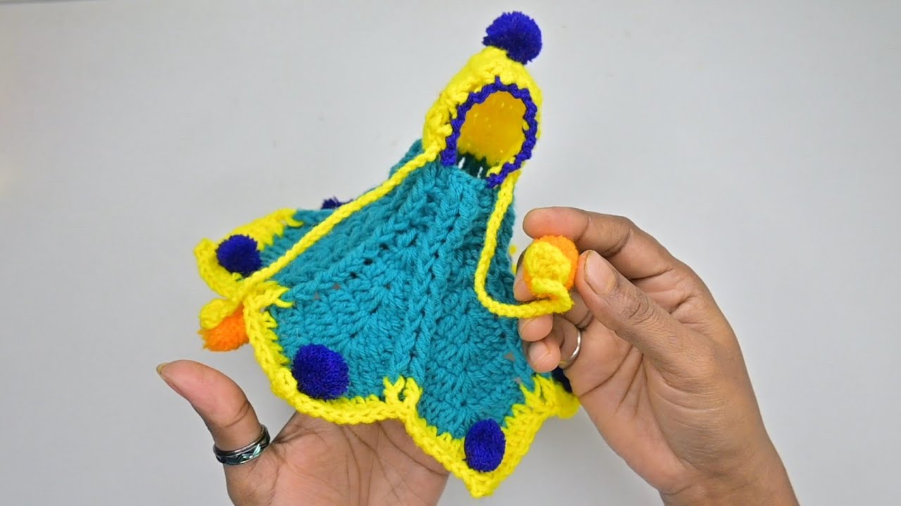 Laddu gopal winter jacket with cap | Poncho with cap | Crochet hat | Kanha ji crochet poncho hoodie
