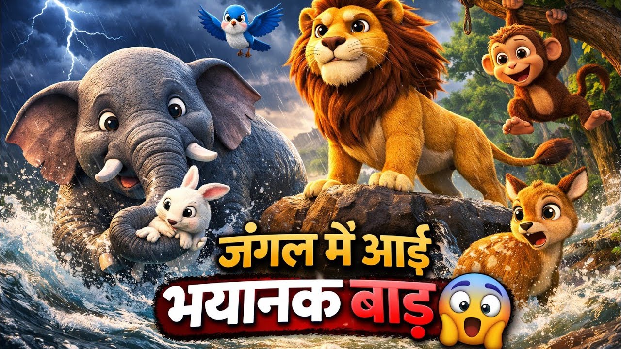 जब बाढ़ ने जंगल को डुबो दिया! 😭 | शेर और हाथी की दिल छू लेने वाली कहानी | Moral Story