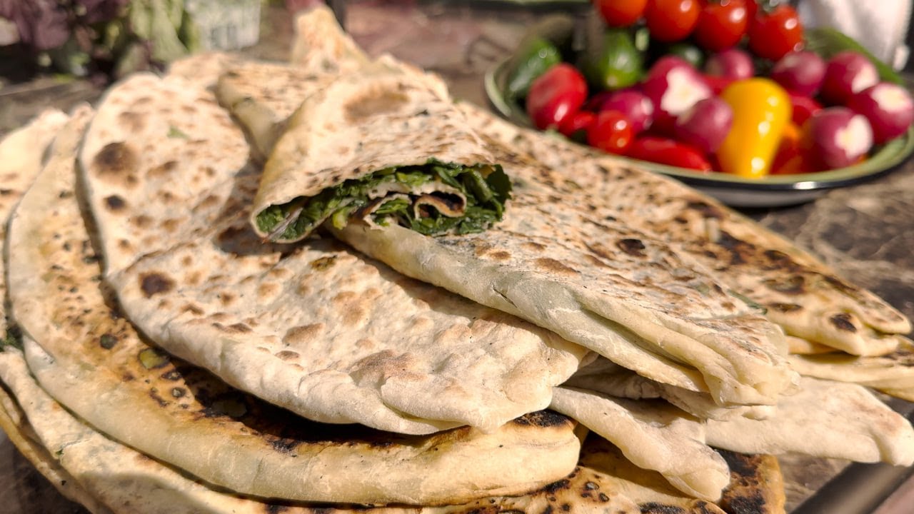 Жингялов Хац на Мангале - Армянский Хлеб с Зеленью Вкуснейшее - Традиционное Блюдо