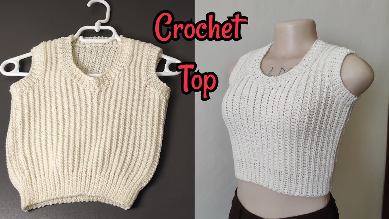 Crochet Ribbed Crop Vest Top