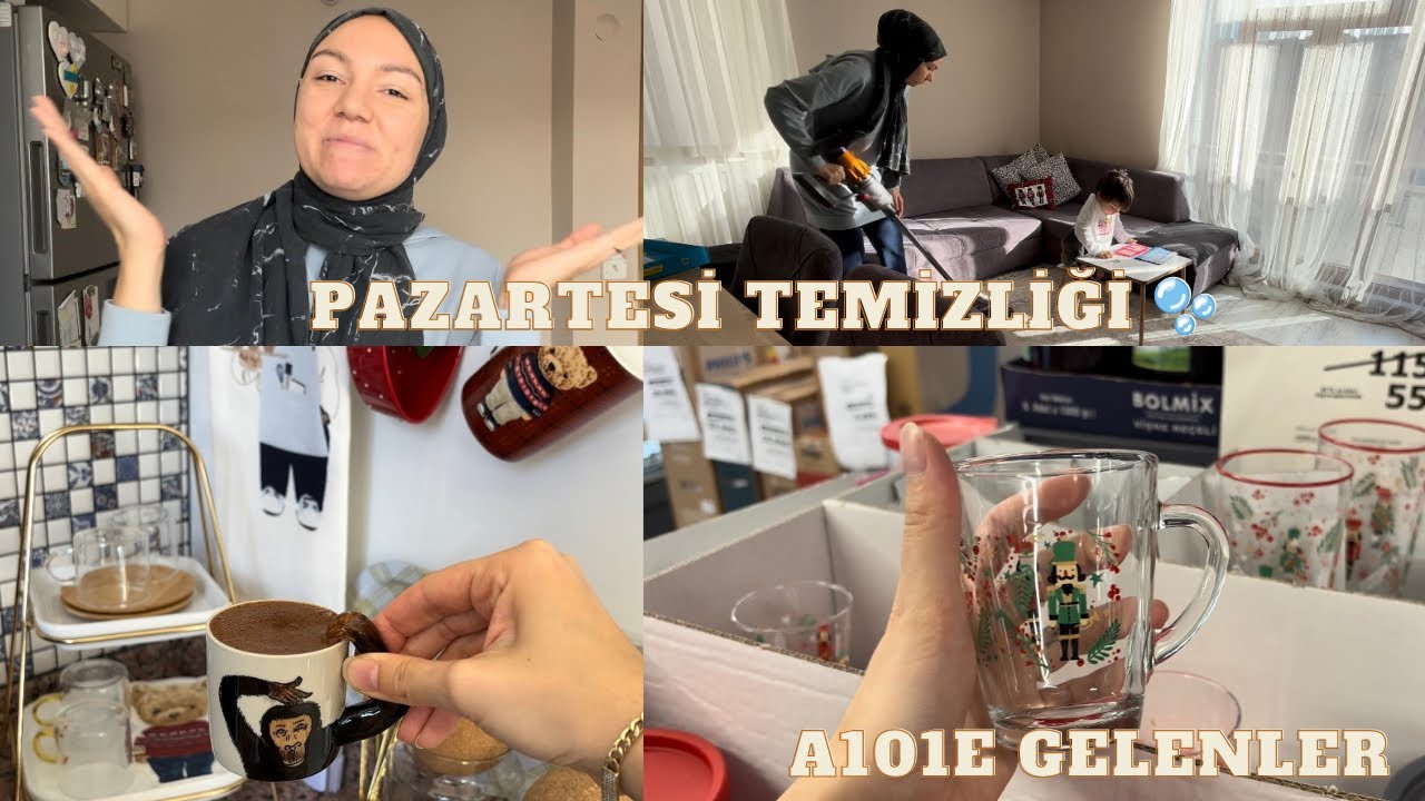BİRLİKTE PAZARTESİ TEMİZLİĞİ 🫧 A101DEN NELER ALDIM 🫶 KAHVE KÖŞEM 🐻