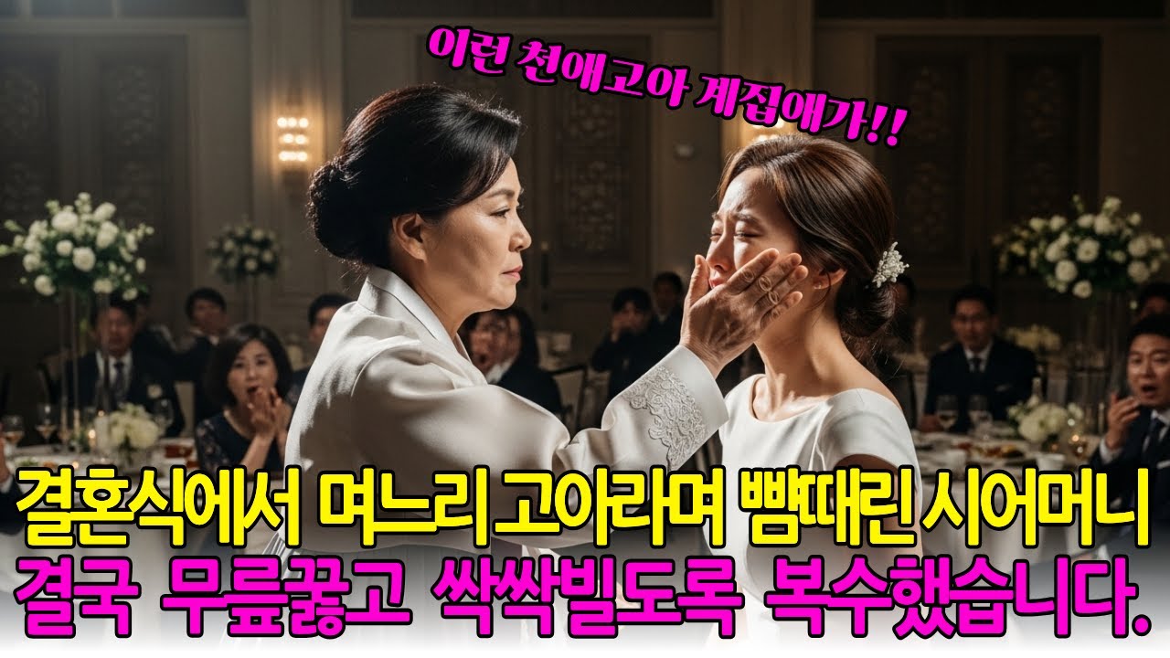 결혼식에서  고아년이라며 며느리 뺨때린 시어머니 결국 며느리에게 무릎꿇고 싹싹빌었습니다.