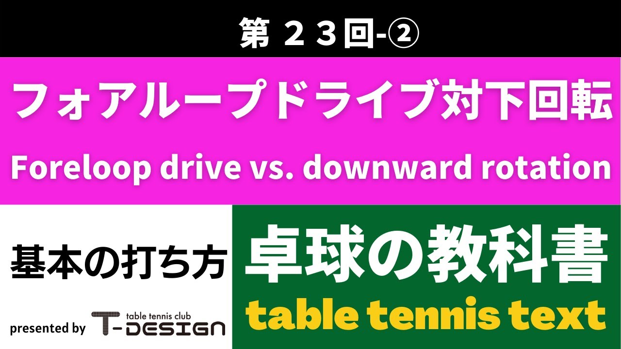 第23回 フォアループドライブ対下回転②　23rd Foreloop Drive vs. Downward Rotation (Beginner)② All Subtitles Included