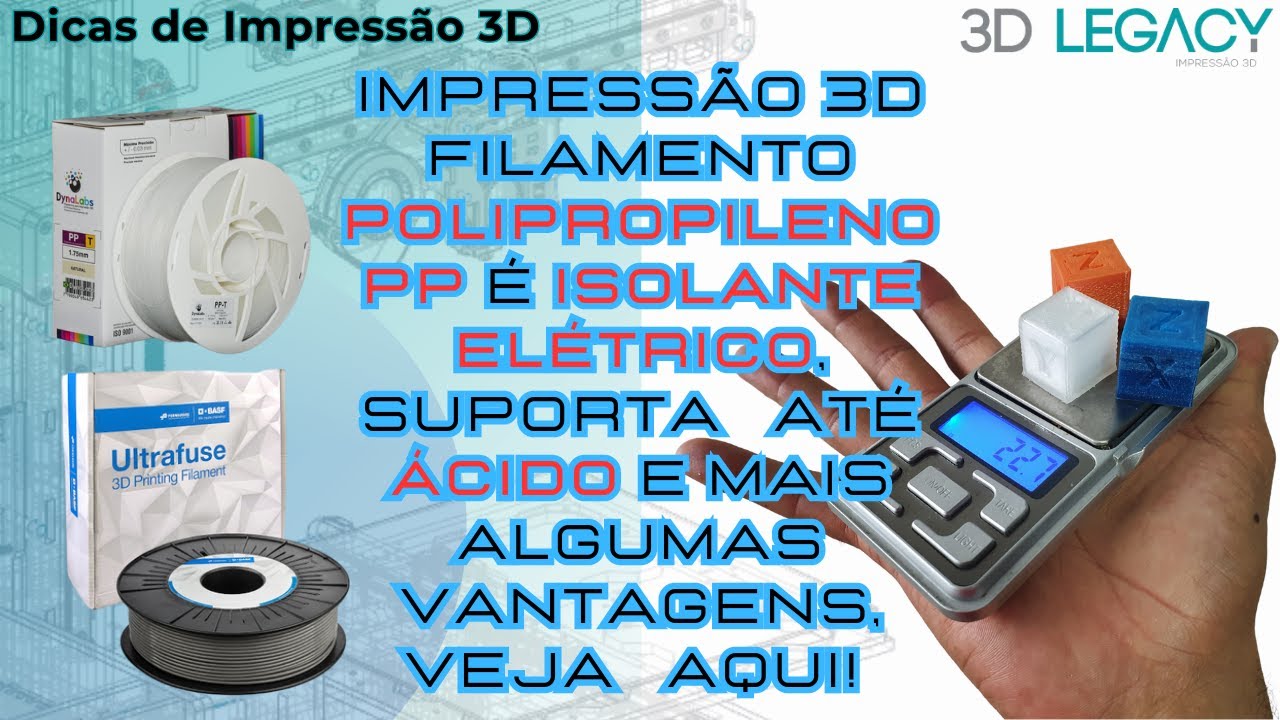 🧶 Impressão 3D com filamento Polipropileno PP, é Isolante Elétrico, suporta até Ácido, muito útil !