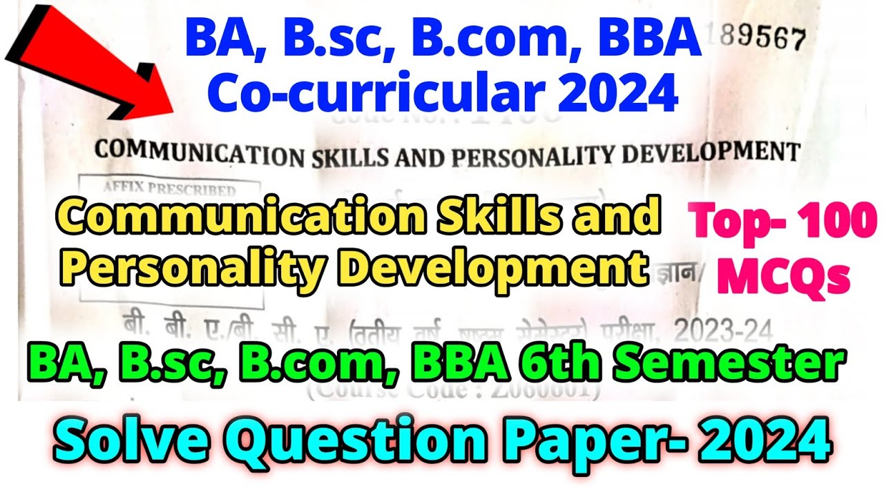 Co-Curricular BA 6th Semester Question Paper | Communication Skills BA 6th Semester Question Paper
