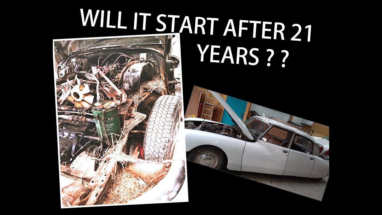 Starting a 1973 Citroën DS 21M (D Super 5) engine. Cold start  after 21 years (barn find)