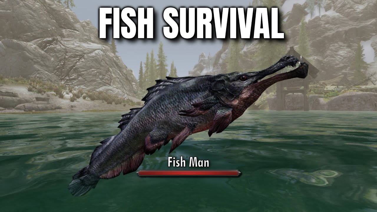 Skyrim Survival but I'm a Floppy Fish (The Game Broke)
