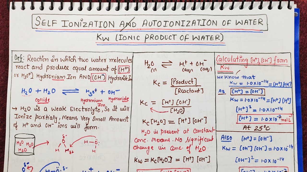 Self Ionization or Autoionization Of Water| Ionic Product Of water Kw | #class10 #class11 #chemistry