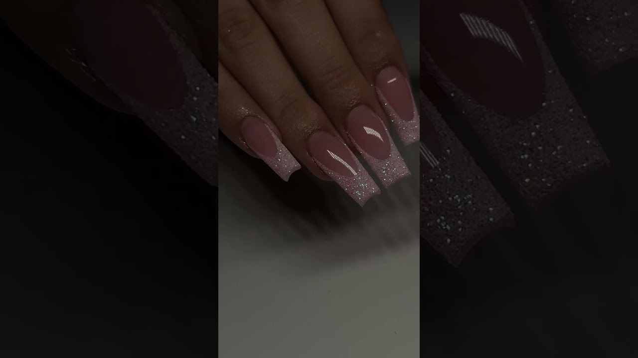 VALENTINES DAY GLITTER FRENCH TIPS💖 #nailtutorial #trendy