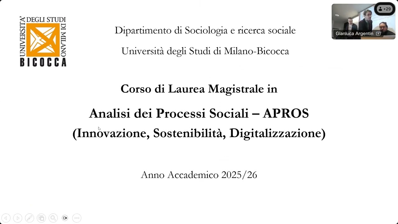 Presentazione dei corsi di laurea magistrali di area sociologica APROS e PROGEST