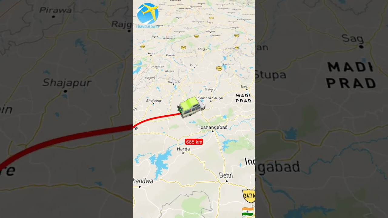 Pune to Kathmandu| India to Nepal travel map route animation via road rv