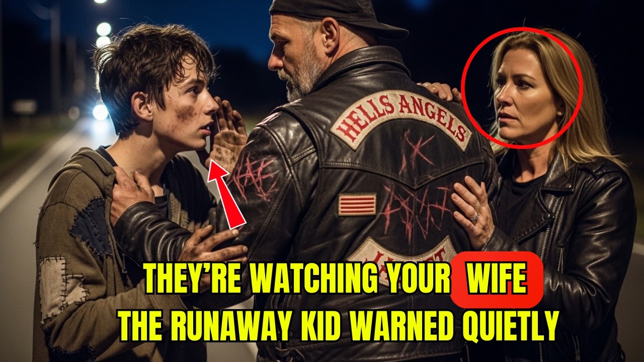 They’re watching your wife, the runaway kid warned quietly. The biker did something no one expected
