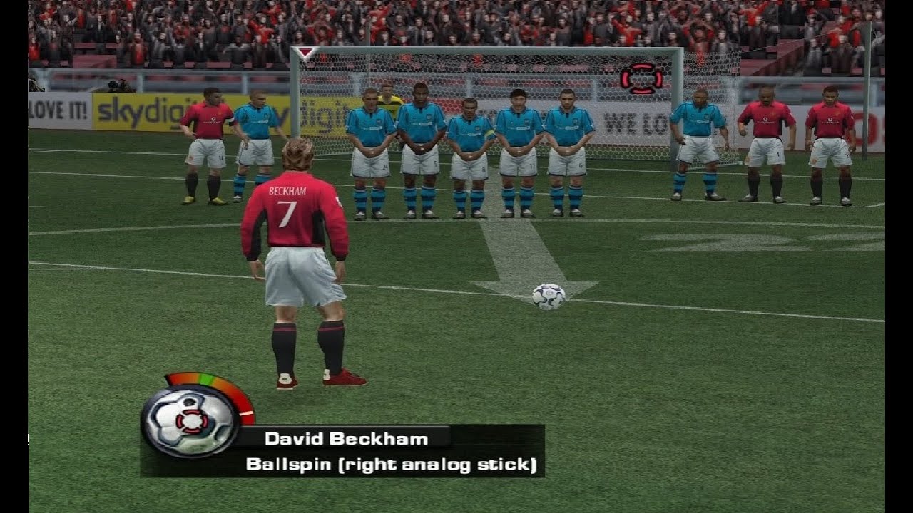 David Beckham - Free Kick Fail - FIFA Football 2003 PS2 (PlayStation 2)