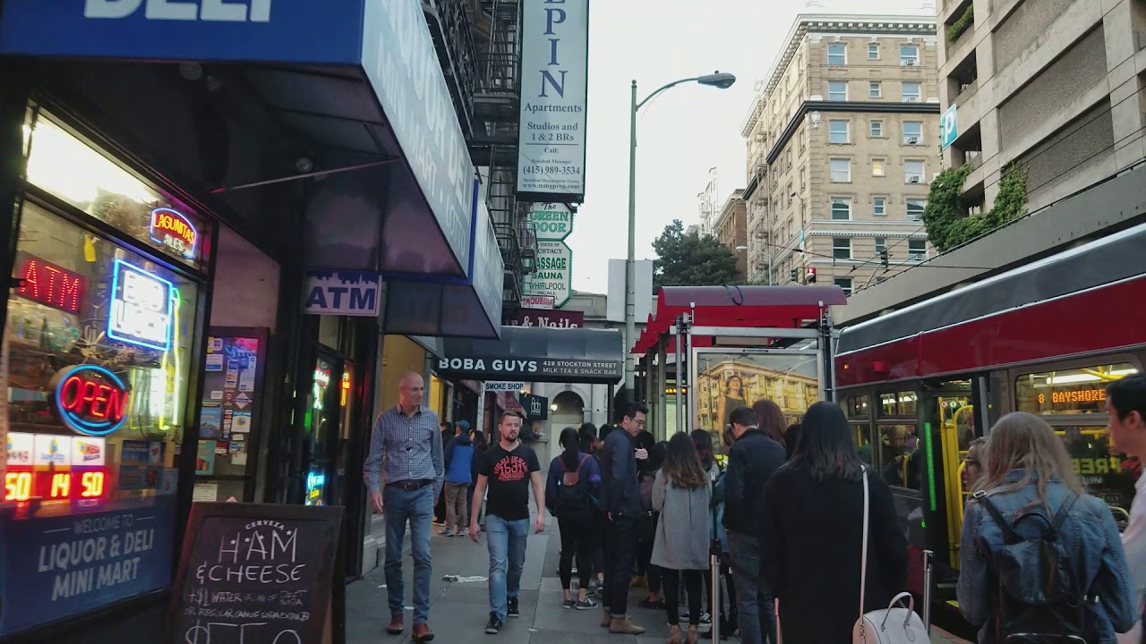 Walking from Union Square to Chinatown, San Francisco (FHD 1080p)