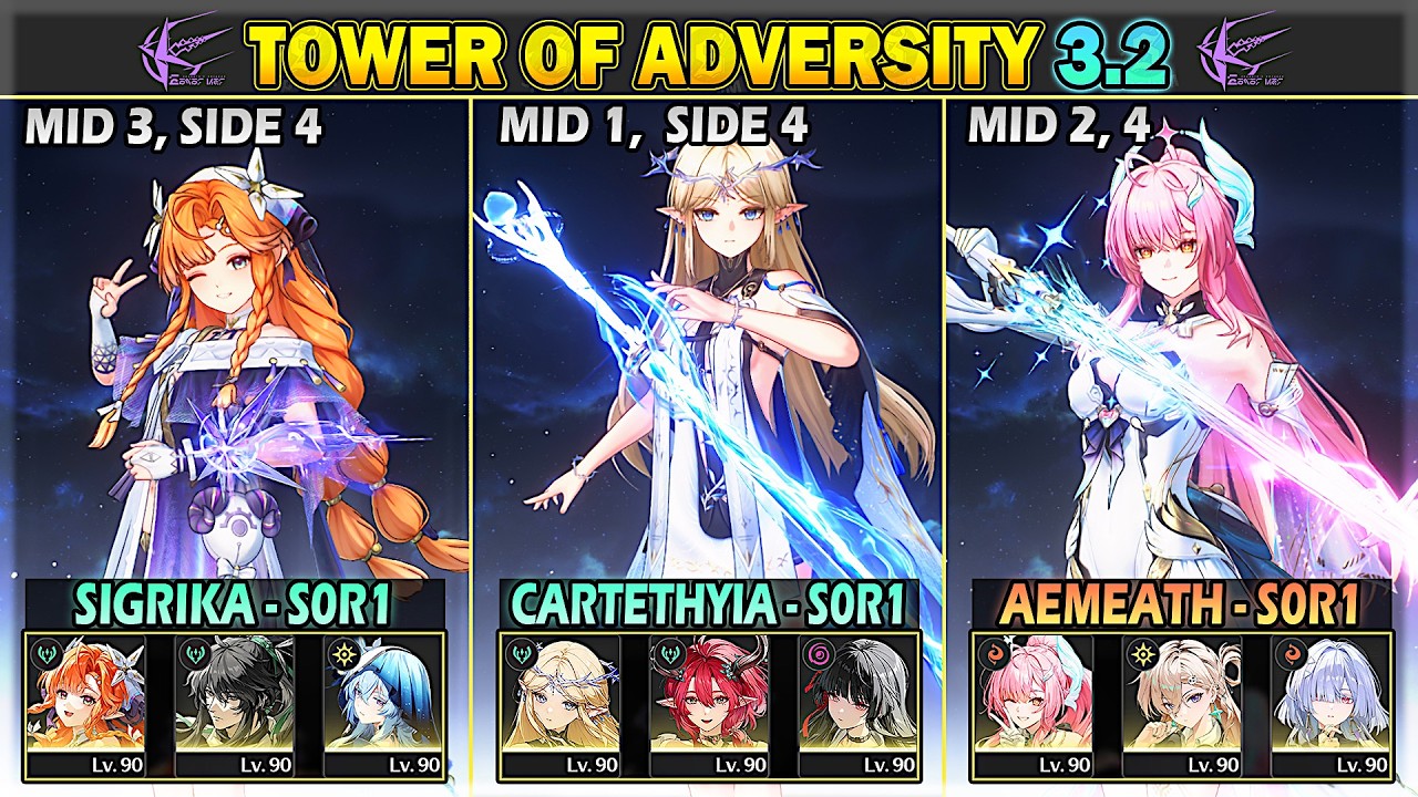 [NEW ToA] Cartethyia, Aemeath, Sigrika | 36 Crest Tower of Adversity 3.2 | Wuthering Waves