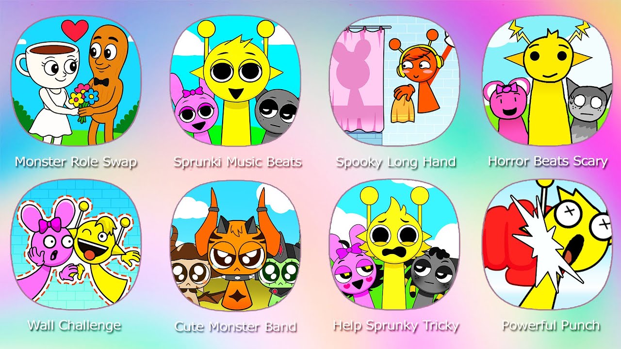 Spooky Long Hand,Sprunki Music Beats,Powerful Punch,Monster Role Swap Puzzle,Horror Beats Scary