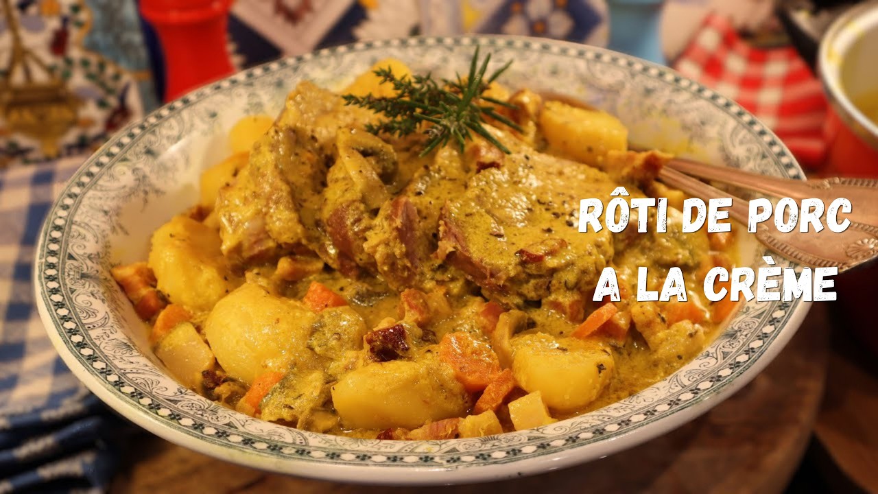 Mon RÔTI DE PORC A LA CRÈME ET AUX LARDONS en cocotte - Diable ce que c'est bon sur Gourmandises TV