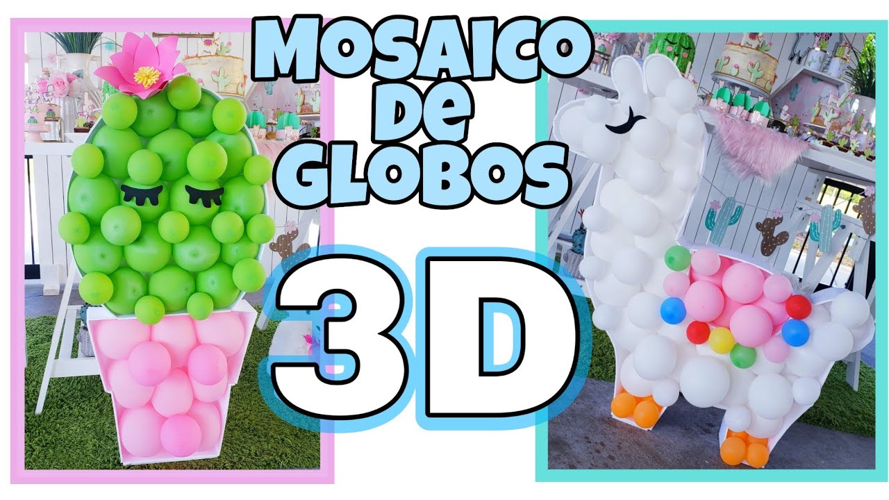 DECORACION CON GLOBOS CACTUS - Mosaico con globos