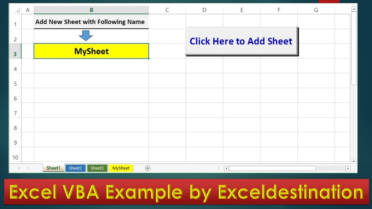 VBA Code to Add New Sheet and Rename - Excel VBA Example by ExcelDestination