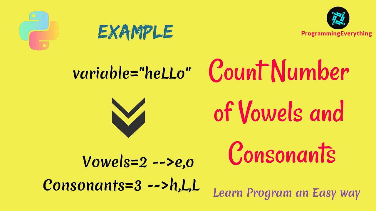 How to count number of vowels and consonants in python | count vowels and consonants in python