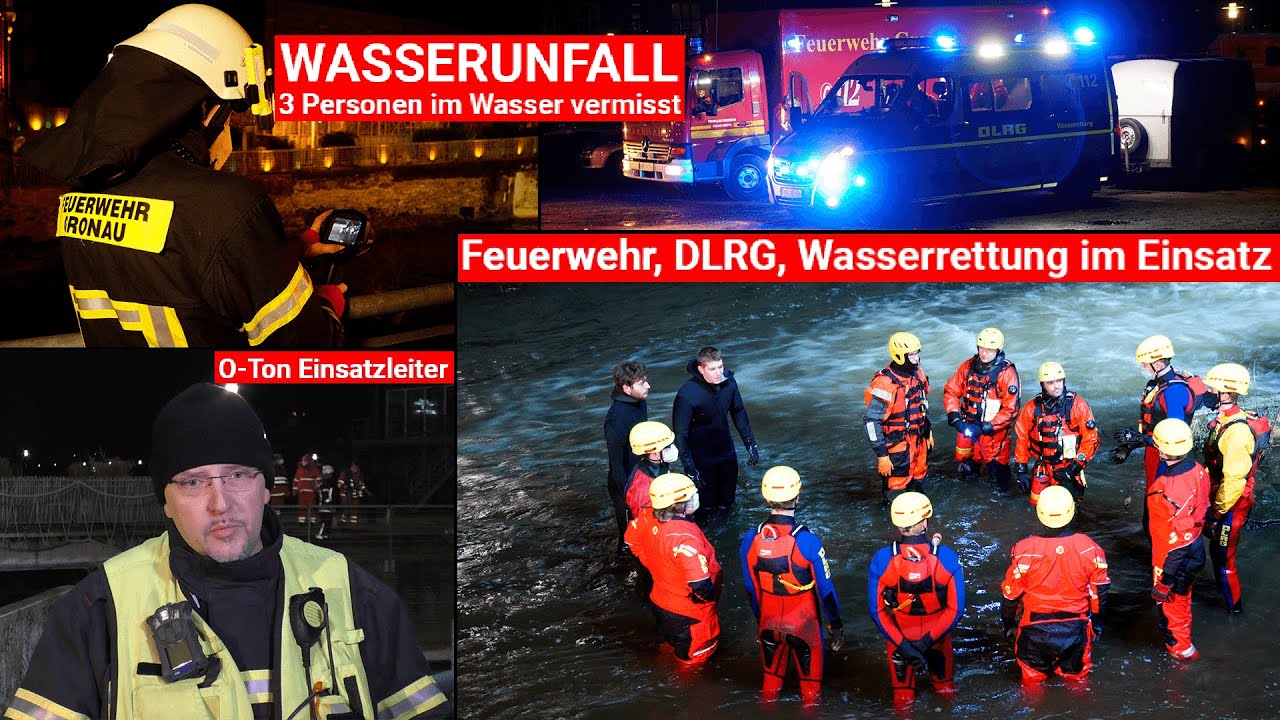 [O-Ton] 3 PERSONEN in Wasser VERMISST | Feuerwehr, DLRG und Taucher im Einsatz