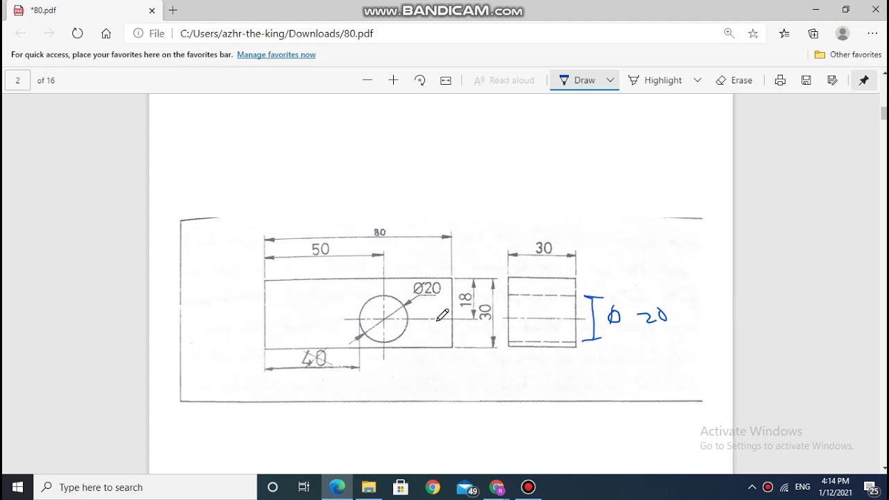 الرسم الهندسي / وضع الابعاد 1