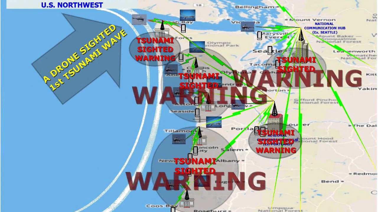 Drone Based Visual Tsunami Warning System