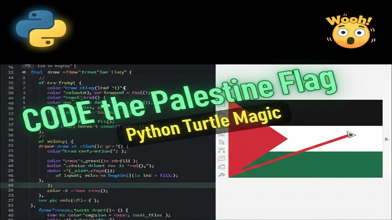 Как нарисовать флаг Палестины на Python | Учебник по Turtle Graphics