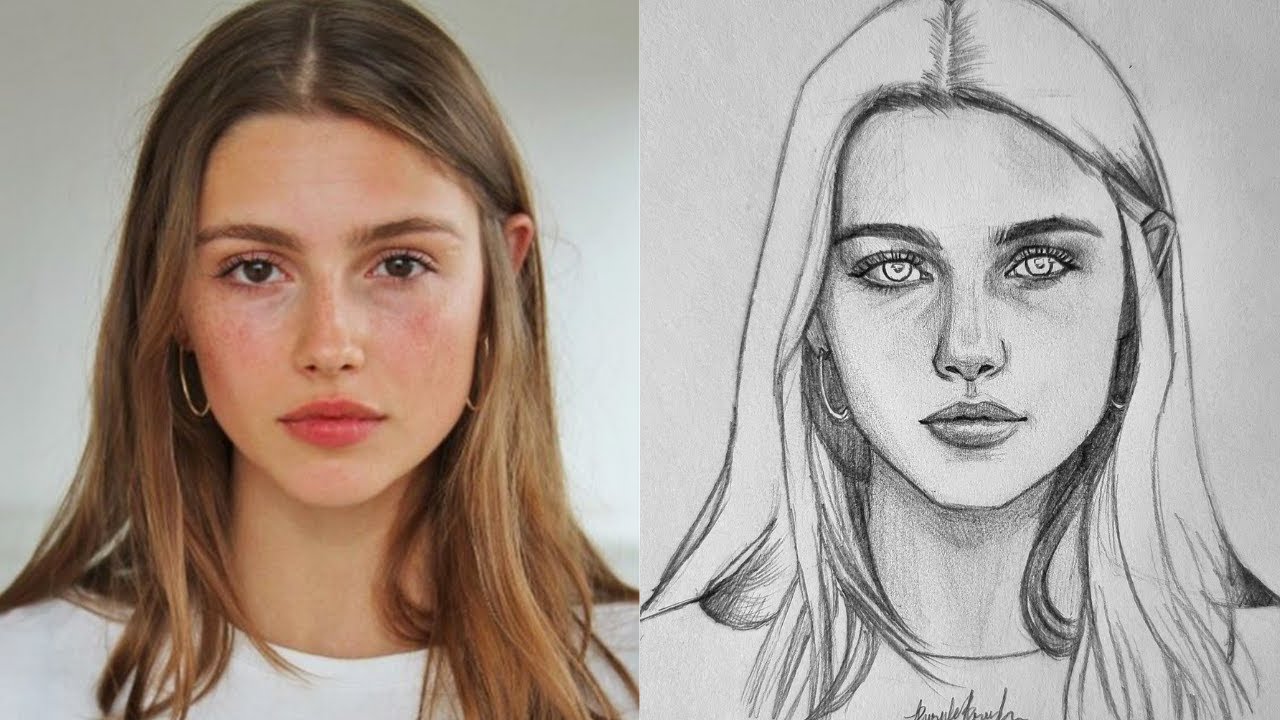 Fast and Easy Face Proportions Practice | Front View Girl Face using Loomis Method