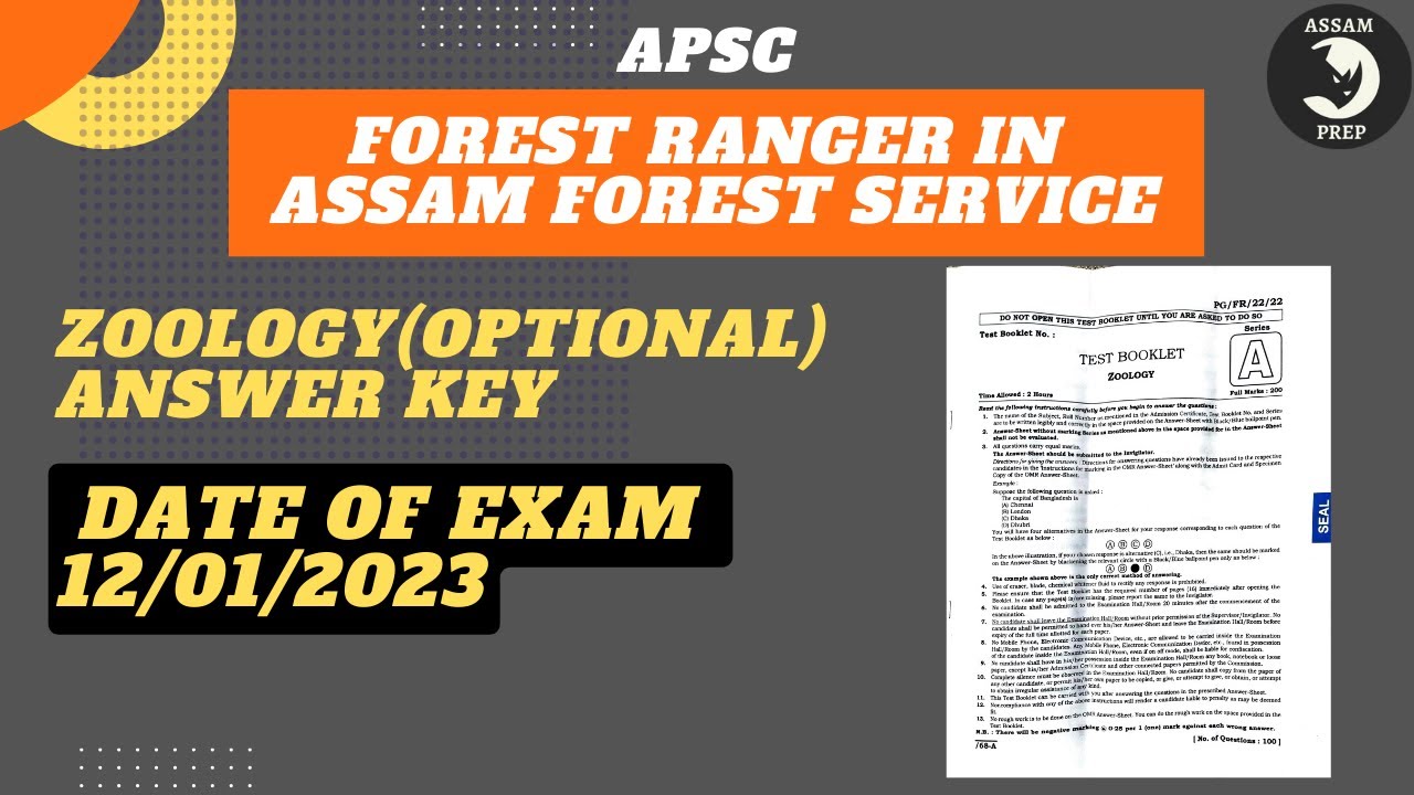 ASSAM FOREST RANGER ZOOLOGY(OPTIONAL) PAPER SOLUTION 2022-2023 || APSC || AFS EXAM ANSWER KEY 2023