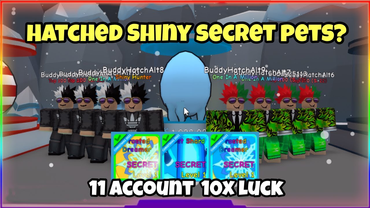 I Used 11 Account With 10x Luck To Hatch Frosted Egg! Shiny Secret Pets | Bubble Gum Simulator