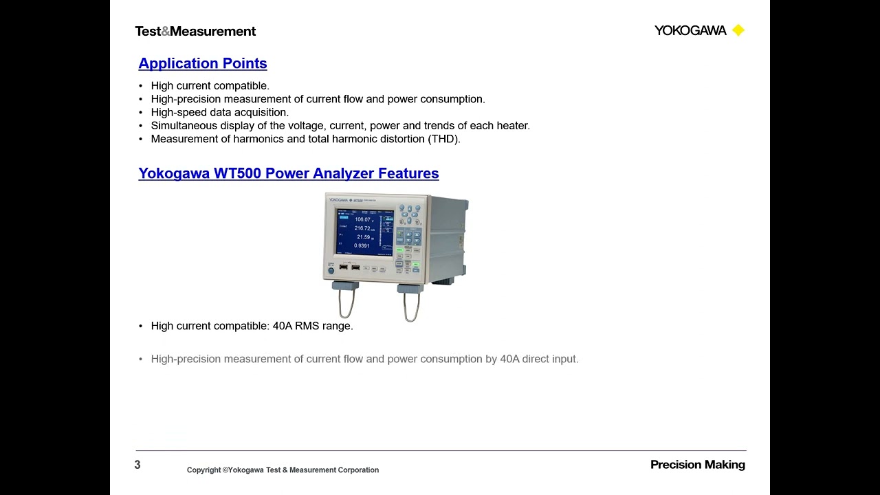 Yokogawa WT500 Power Analyzer - Large current & Power Measurement in Inductive Cooking appliances