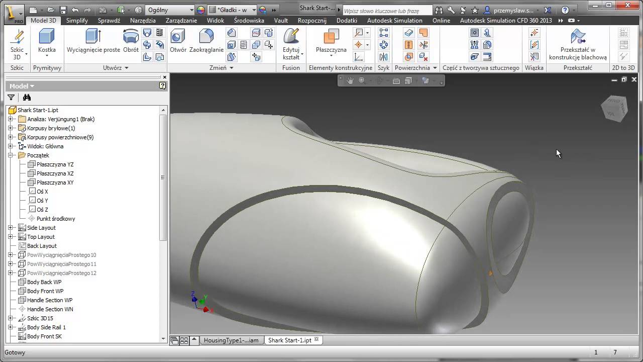 Autodesk Inventor - Modelowanie powierzchniowe