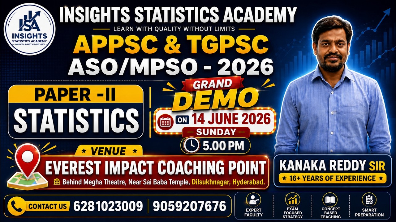 TGPSC & APPSC ASO/MPSO 2026 Statistics Grand Demo | June 14, 2026 @ 5 PM | Dilsukhnagar