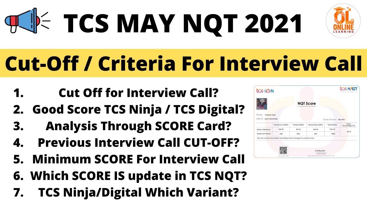 TCS MAY NQT 2021 Cut-Off | Expected/Predictive | Cut off for Interview Call | TCS NQT Cut-Off #nqt