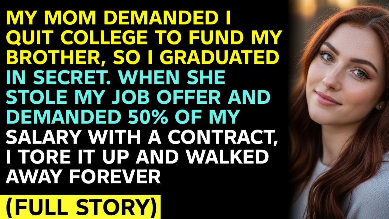 MY MOM DEMANDED I QUIT COLLEGE TO FUND MY BROTHER, SO I GRADUATED IN SECRET. WHEN SHE STOLE MY....