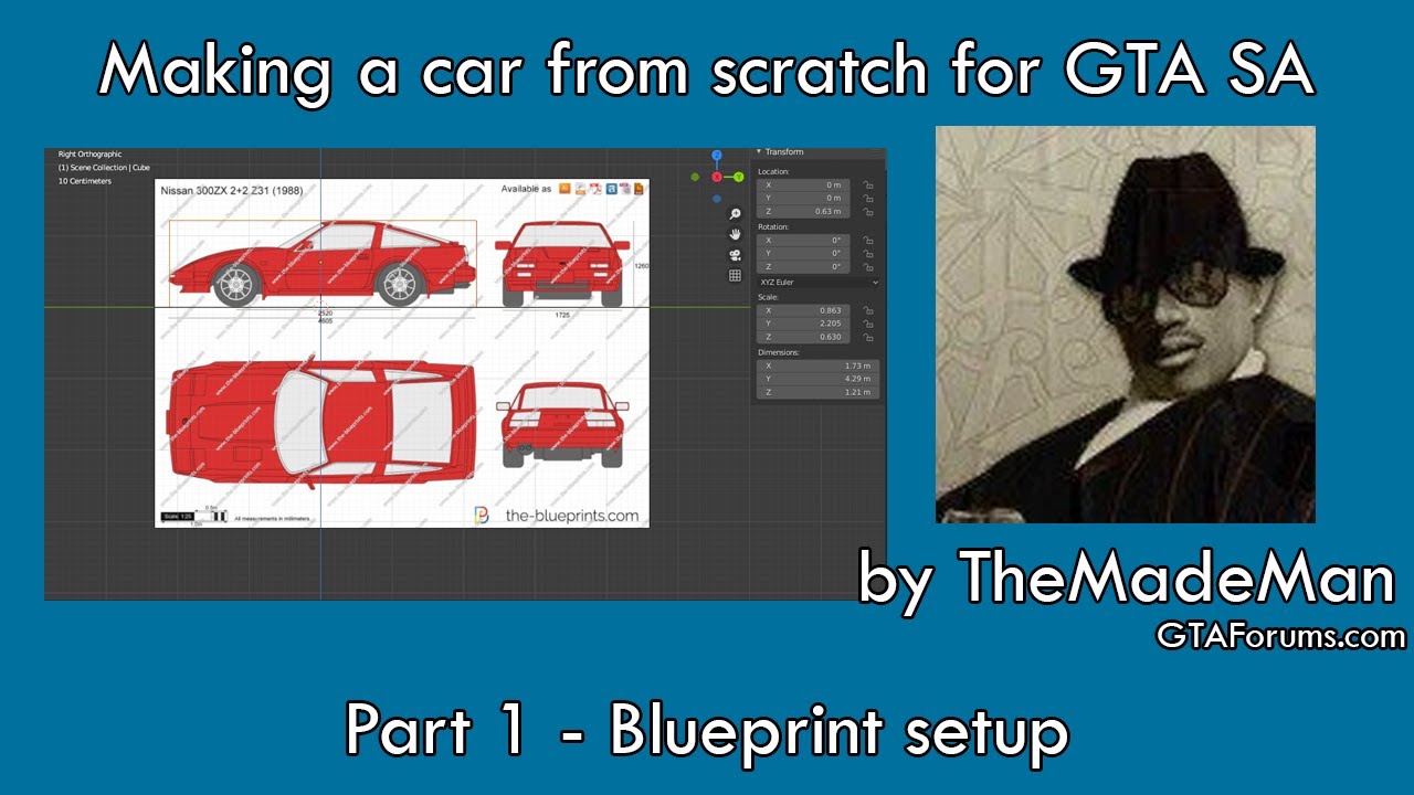 Making a car from scratch for GTA SA - TheMadeMan - Part 1 - Blueprint setup