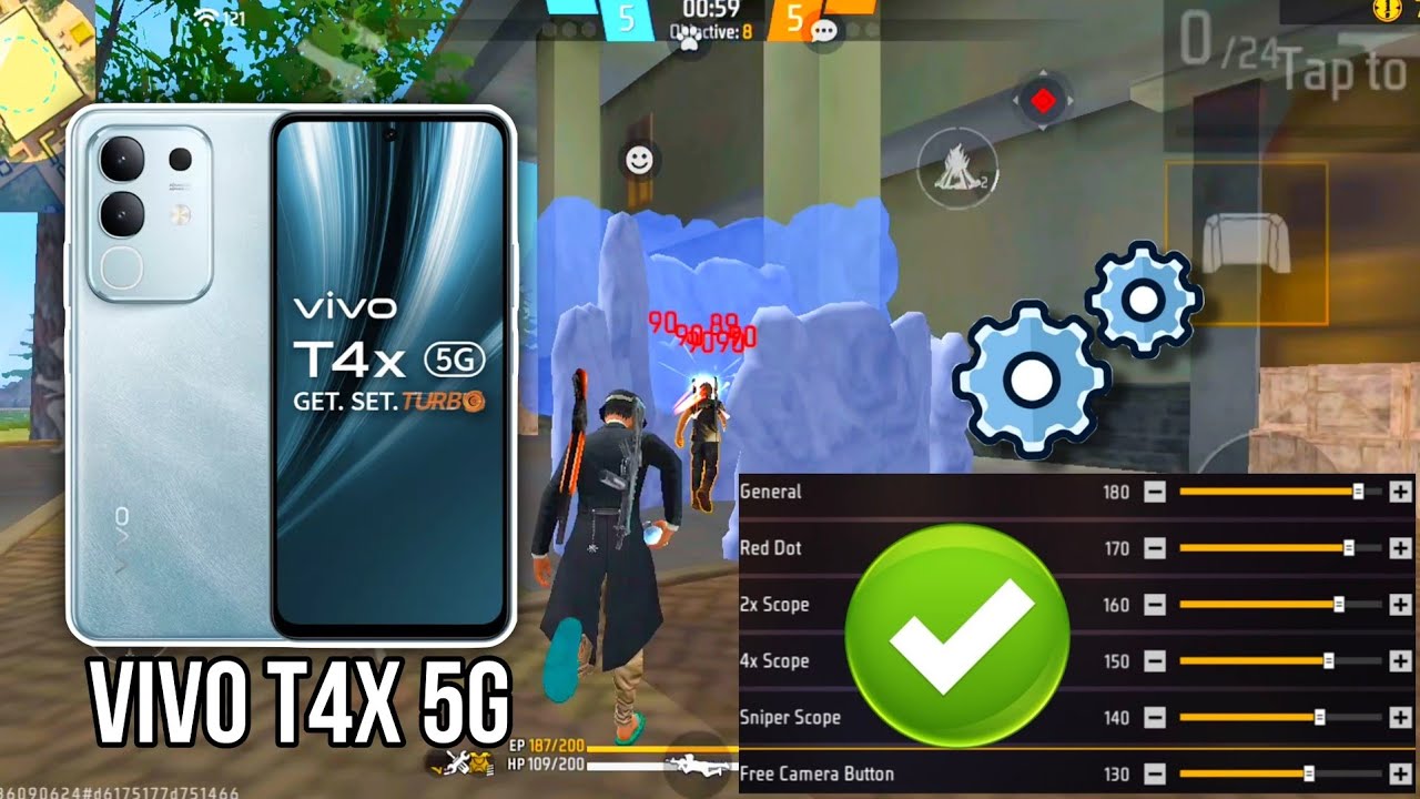 Vivo T4x 5G free fire sensitivity setting ⚙️ | Vivo T4x 5G free fire headshot setting ⚙️