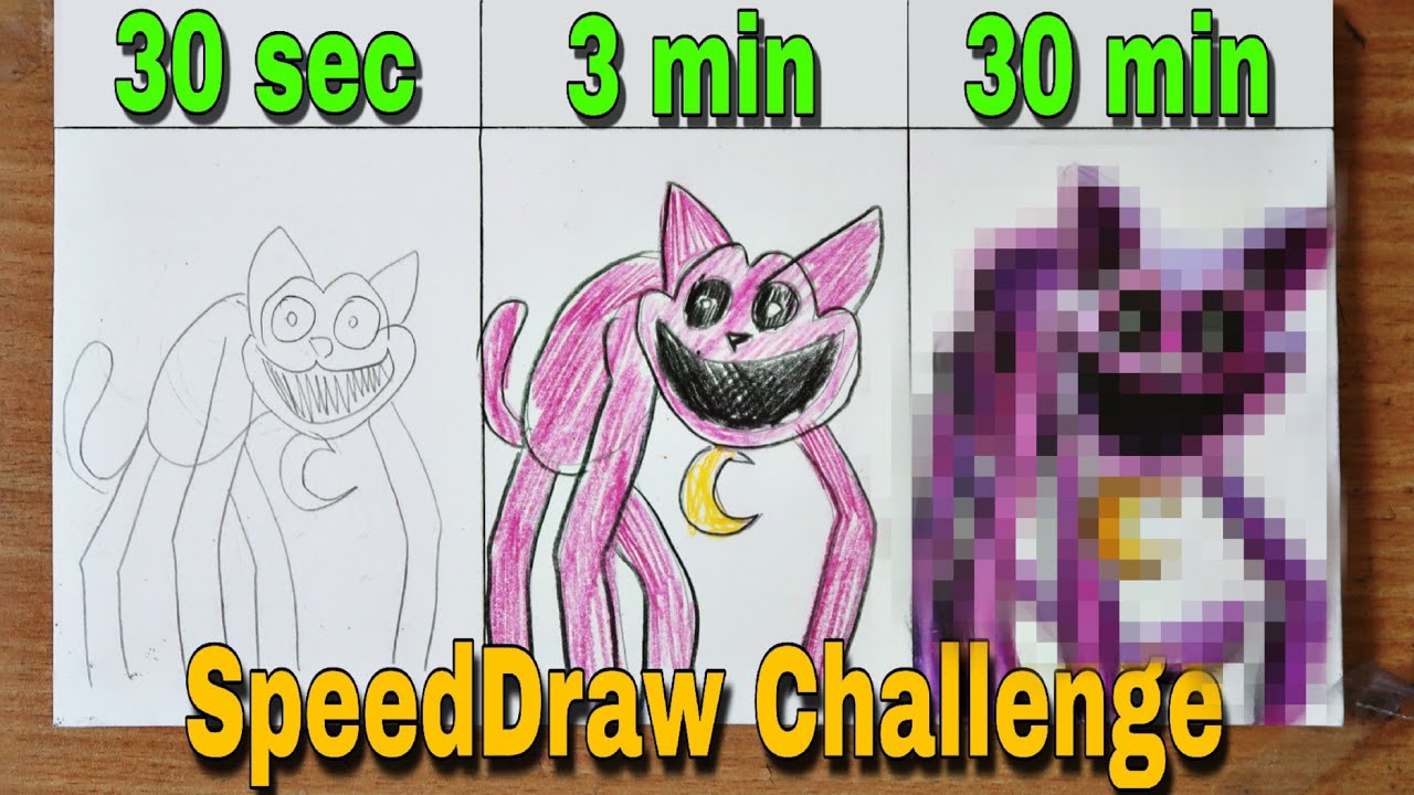Drawing CATNAP in 30 sec, 3 min, 30 min | Poppy Playtime Chapter 3
